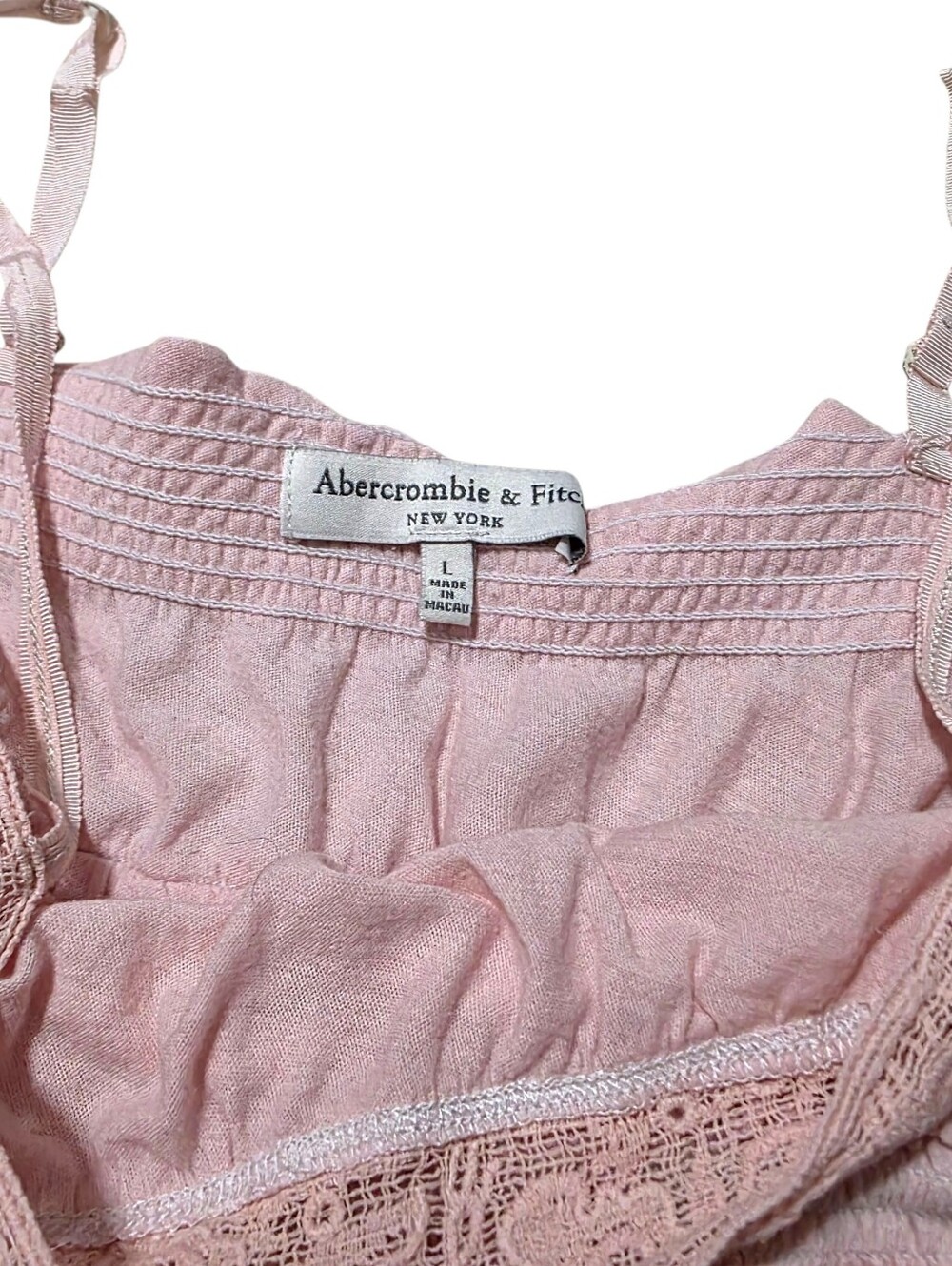 Abercrombie vintage light pink babydoll top with lace and ruffles - Picture 5 of 6
